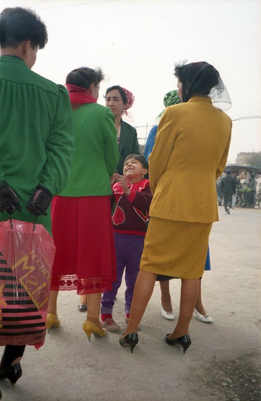 21 Kashgar Old City Street Scene 1993 Colourfully Dressed Women